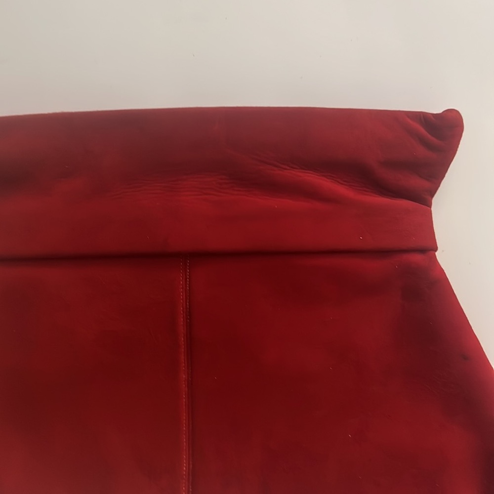 Claret red suede zippered vintage large clutch bag, 1970s ish - Picture 5 of 9